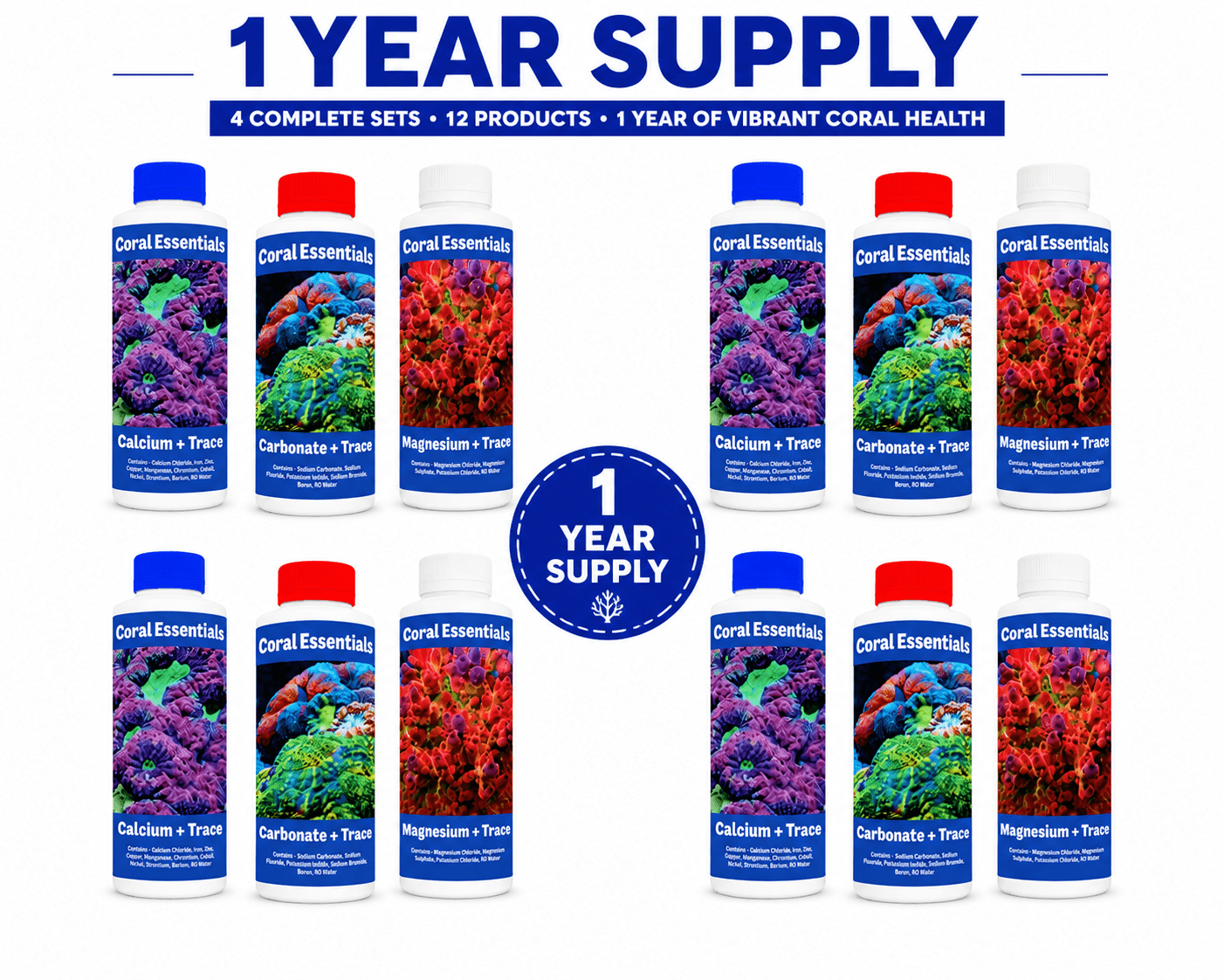 20% Bulk Order Cal, Alk Mag + Traces AQUARIUM additives DALUA 4 x 500ml (17 fl oz) 