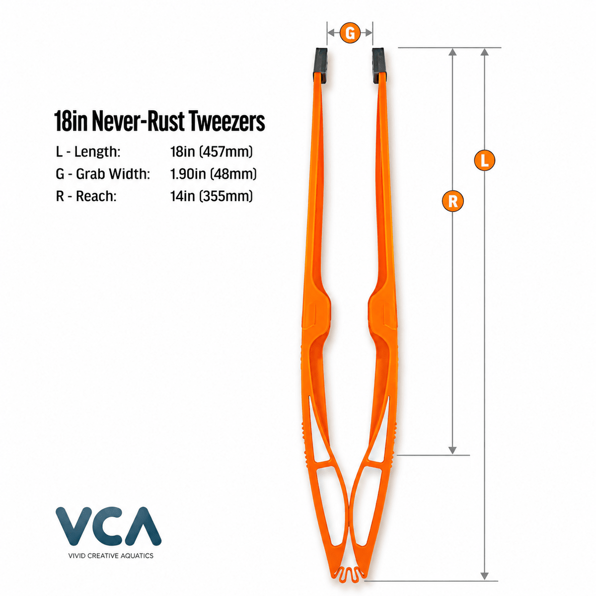 VCA XXL Never Rust Aquarium Tweezers tweezers DaluaAustralia Sunset Orange 