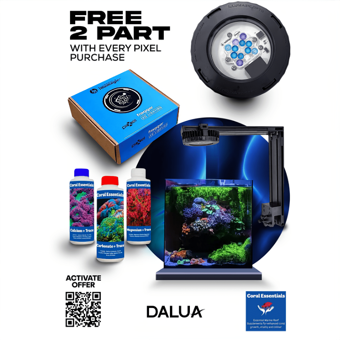 Show Special Pixel + 2 Part lighting bundle pack DALUA Fragger Super Blues 1 Pixel 20g tanks (18") + Mounting Rear Mounts